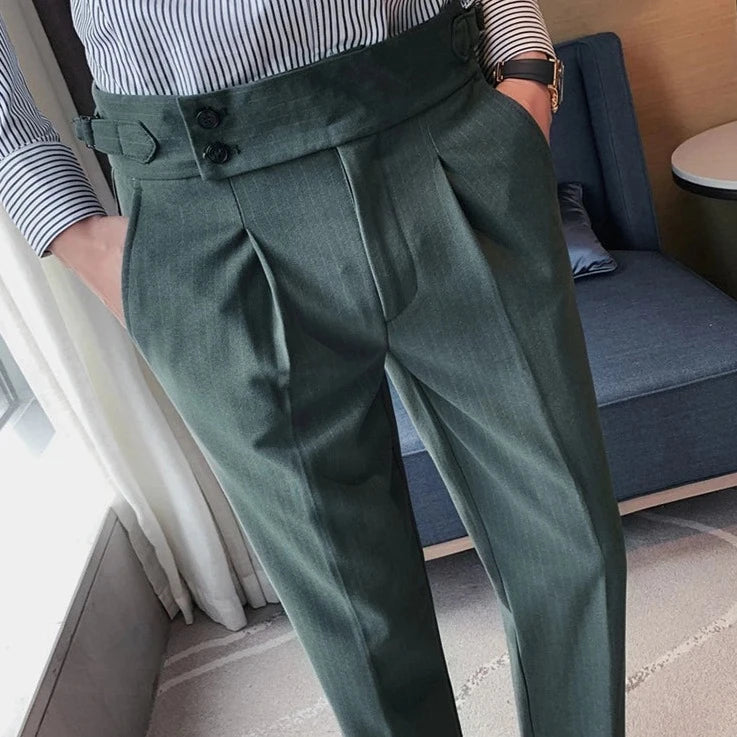 Gurkha Straight Fit Pleated Trousers | Green