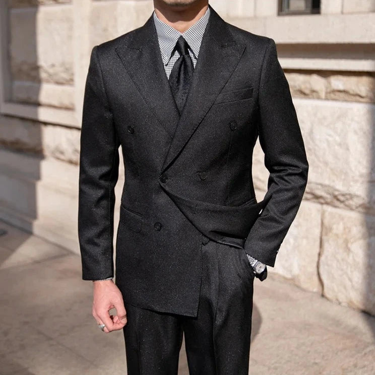 Men's Slim Fit Suit with Four Buttons | Black