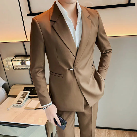 Men's Double-Breasted Suit | Coffee