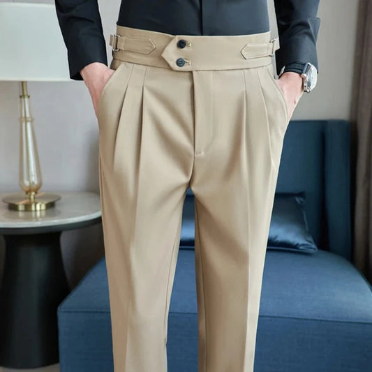 Gurkha Straight Fit Pleated Trousers | Khaki