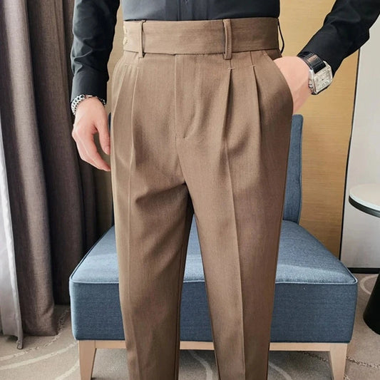 Gurkha Straight Fit Pleated Trousers | Brown