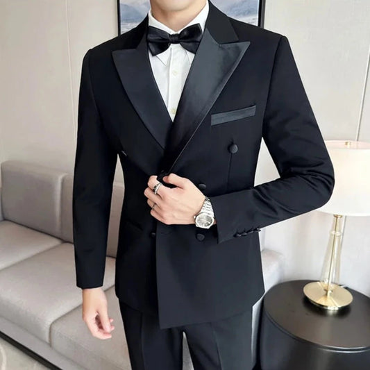 Double-Breasted Prom/Wedding Tuxedo | Black